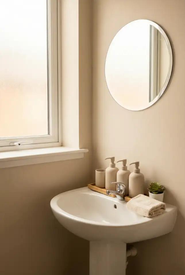 White Beige Dorm Bathroom Glow-Up 2