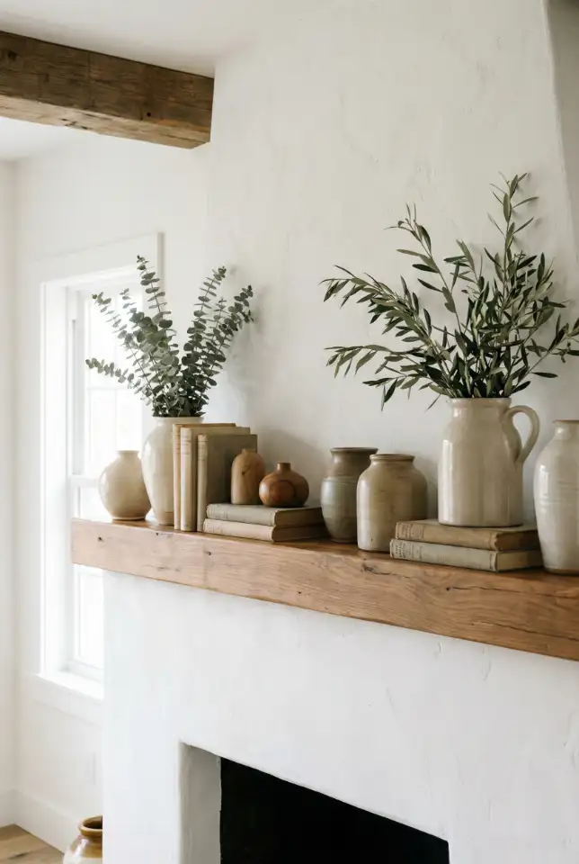 White Fireplace Wall With Cozy Layered Decor 1