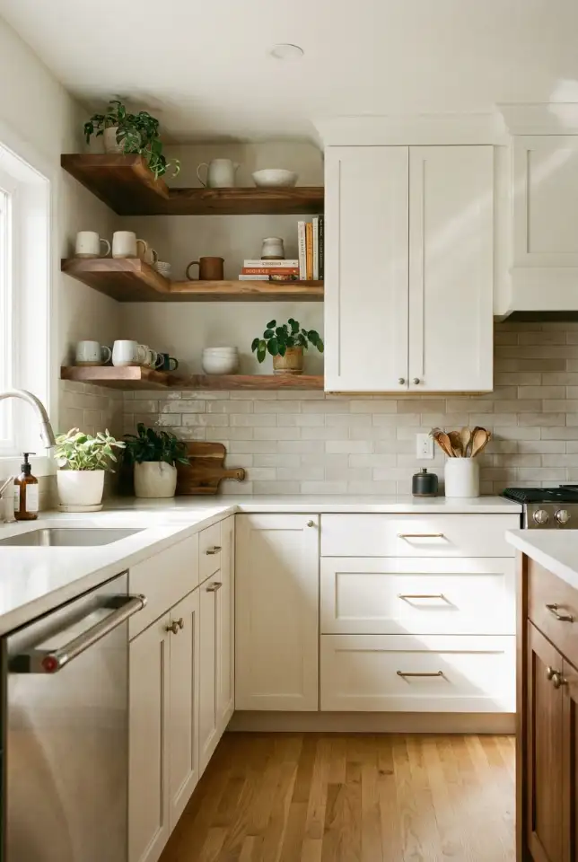 White Kitchen With Beige and Pink Hints 1
