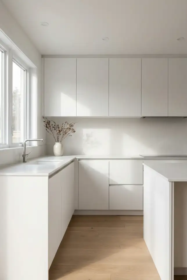 White Kitchen With Beige and Pink Hints 2