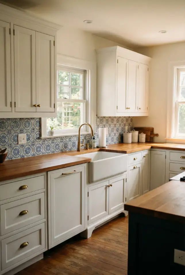 White Kitchen With Black and Wood Contrast 2