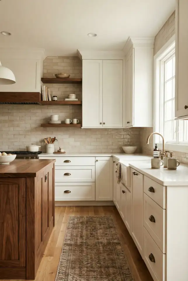 White Kitchen With Brown and Earthy Accents 1