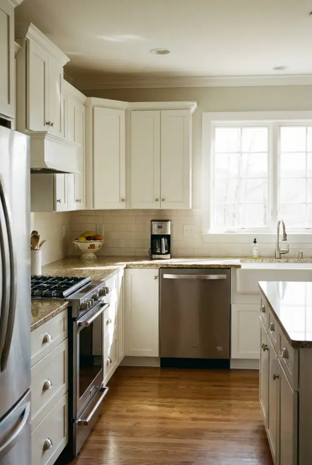 White Kitchen With Granite Countertops 1