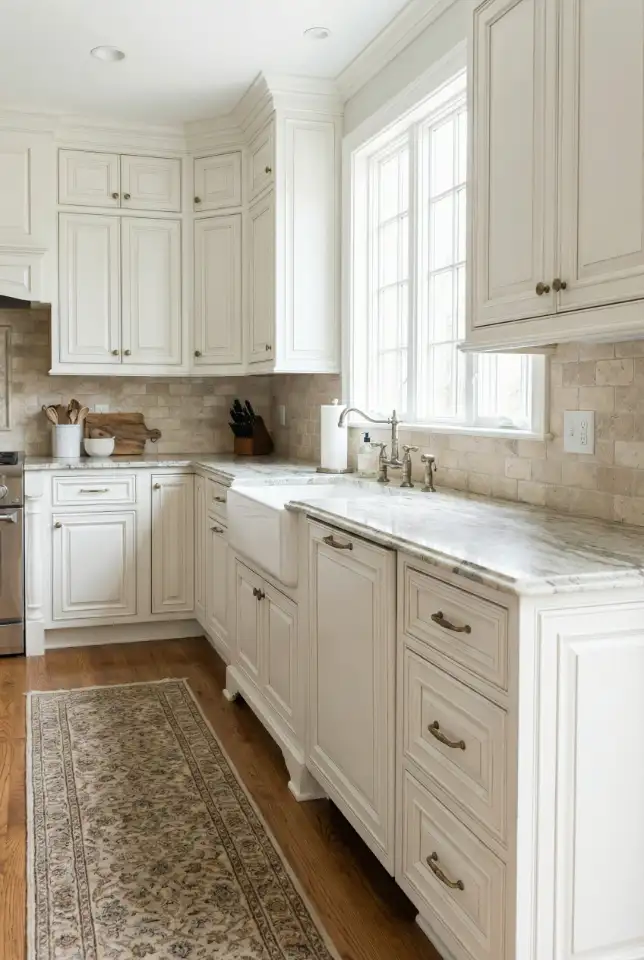 White Kitchen With Granite Countertops 2