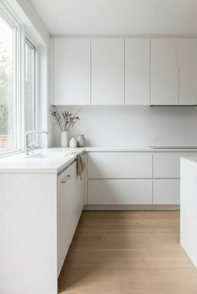 White Kitchen With Green and Wood Harmony 2