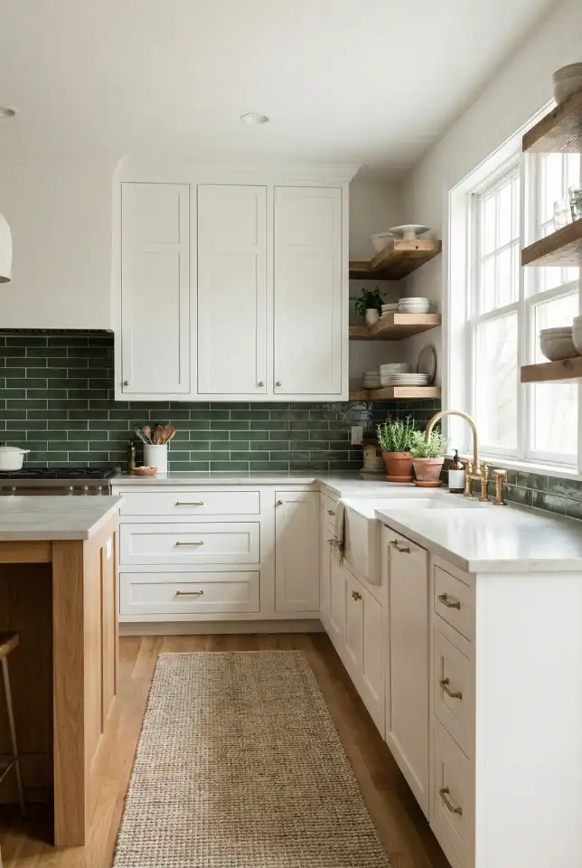 White Kitchen With Pink and Soft Neutral Accents 2