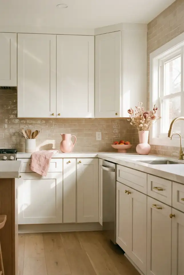 White Kitchen With Walnut Details 2