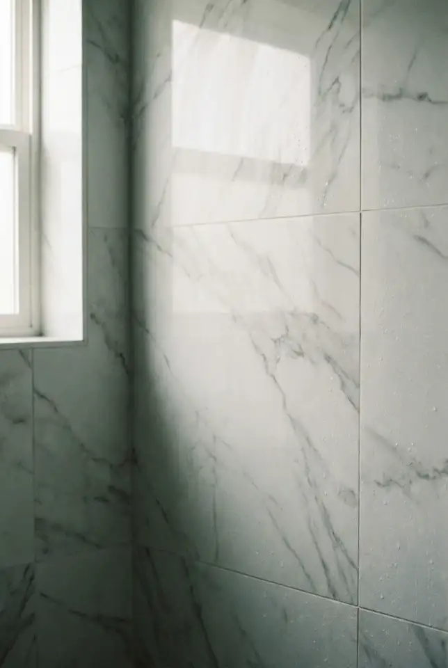 White Marble Inspired Shower Walls 1