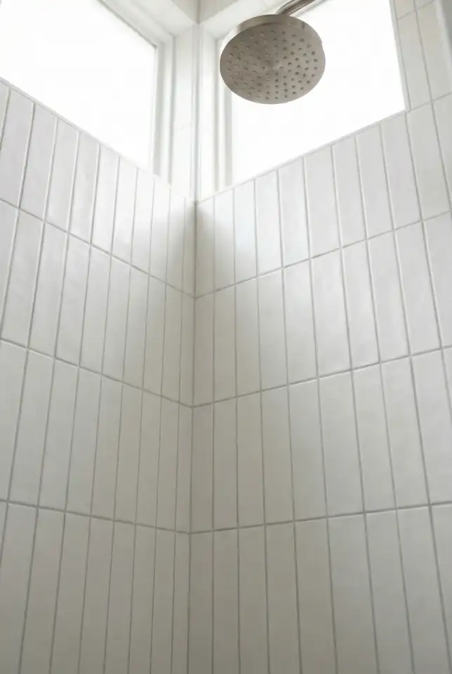 White Vertical Tile Stand Up Shower 2