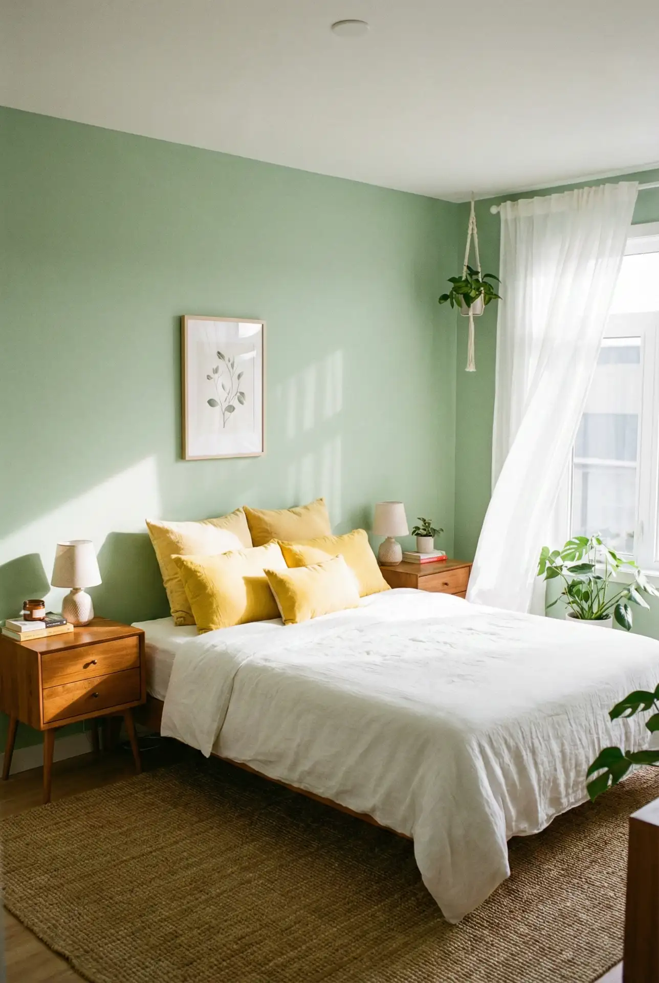 Yellow And Green Sunny Bedroom With Cheerful Balance 1