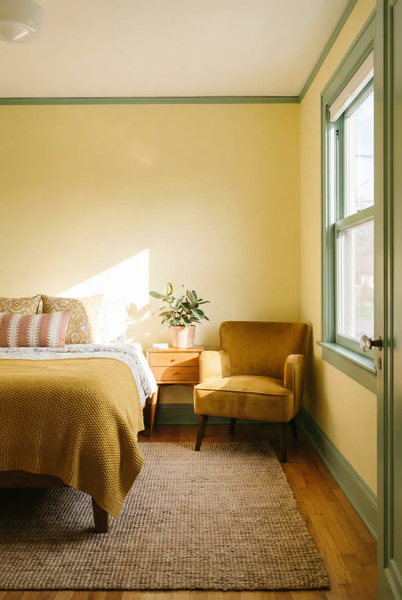 Yellow And Green Sunny Bedroom With Cheerful Balance 2