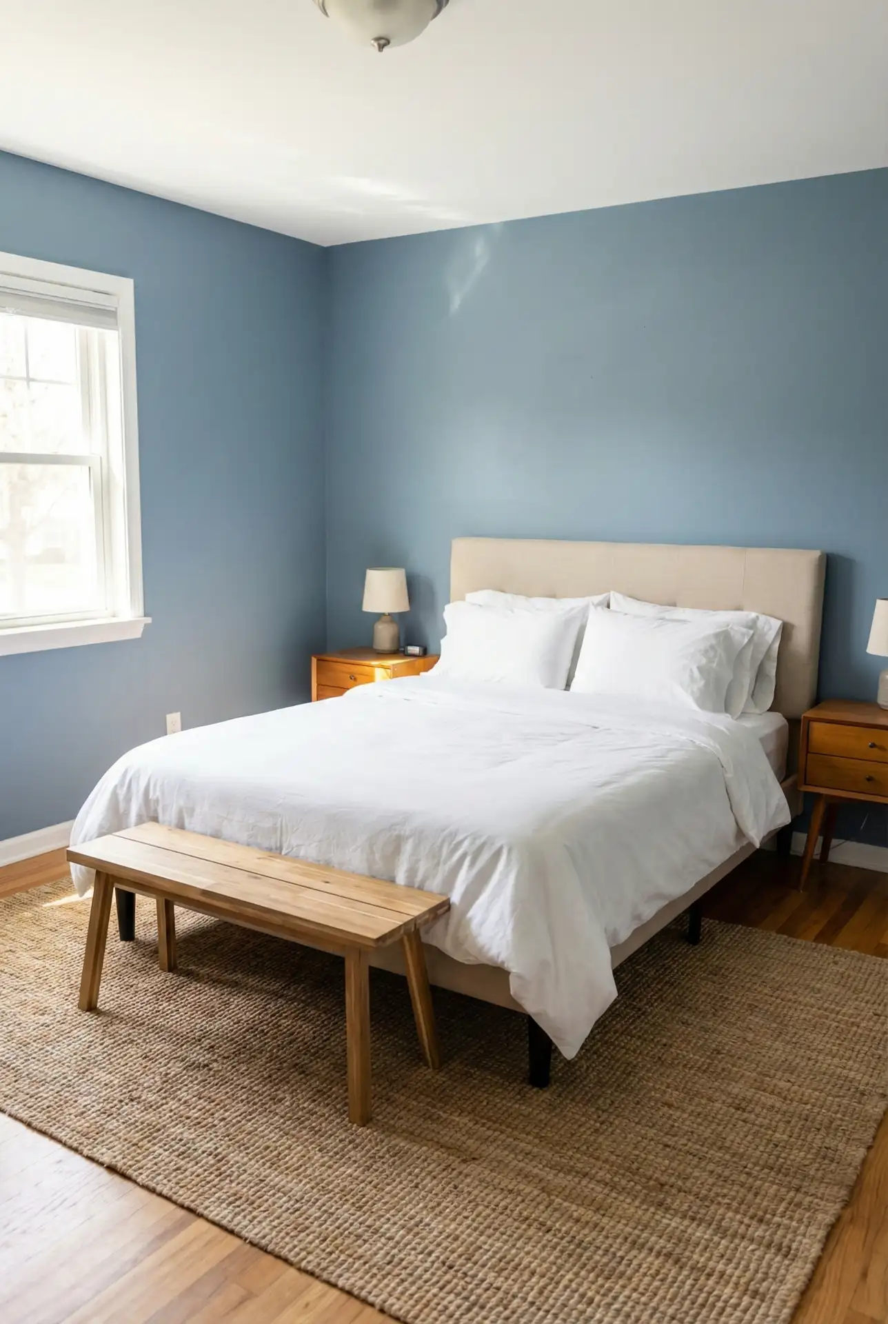 Classy Guest Bedroom With Blue And Beige Balance 1