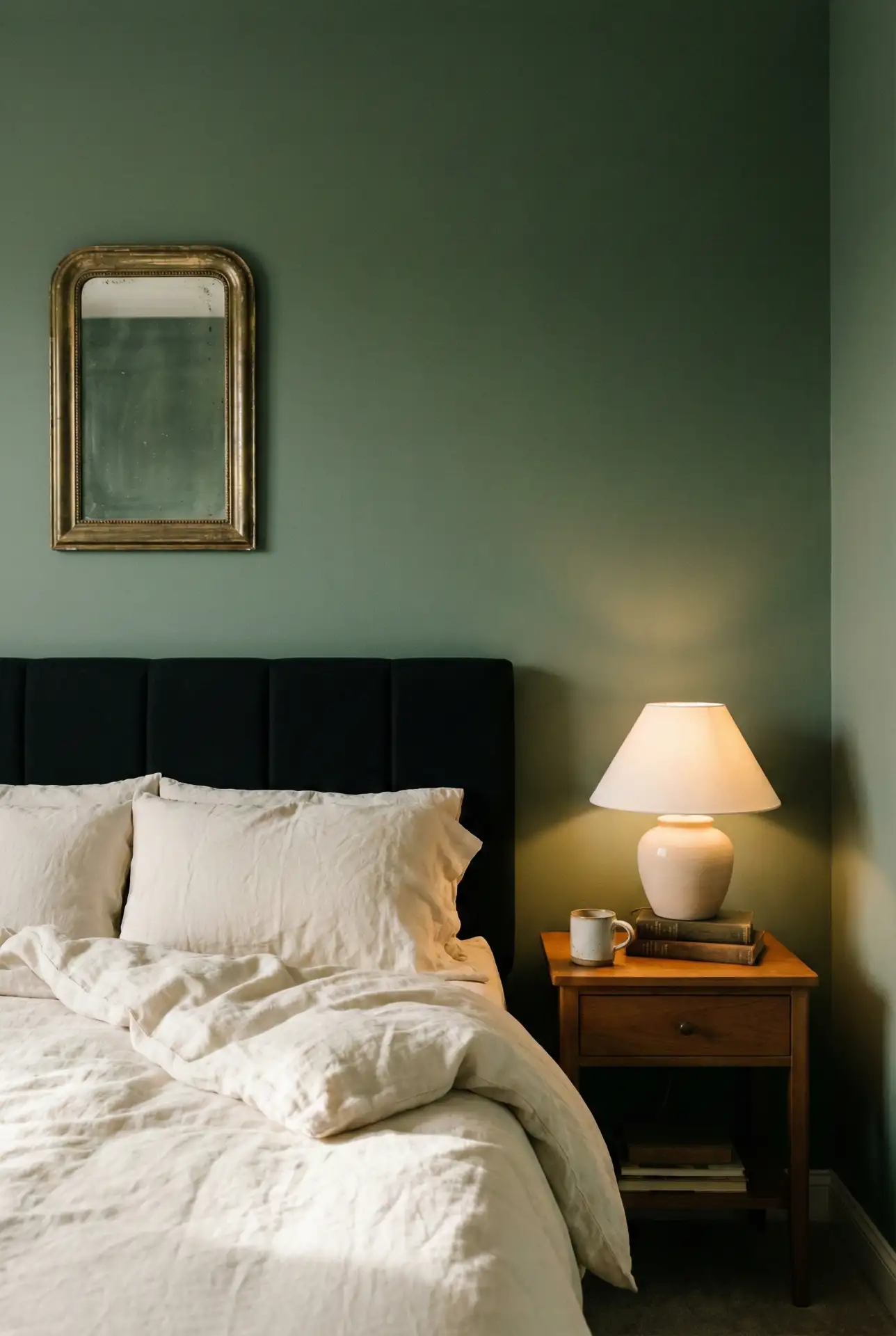 Forest Green Cocoon With A Black Headboard And Cream Contrast 2