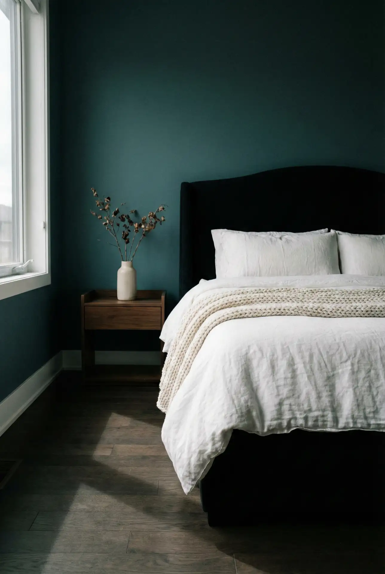 Teal Accent Wall With A Black Headboard Edge 2
