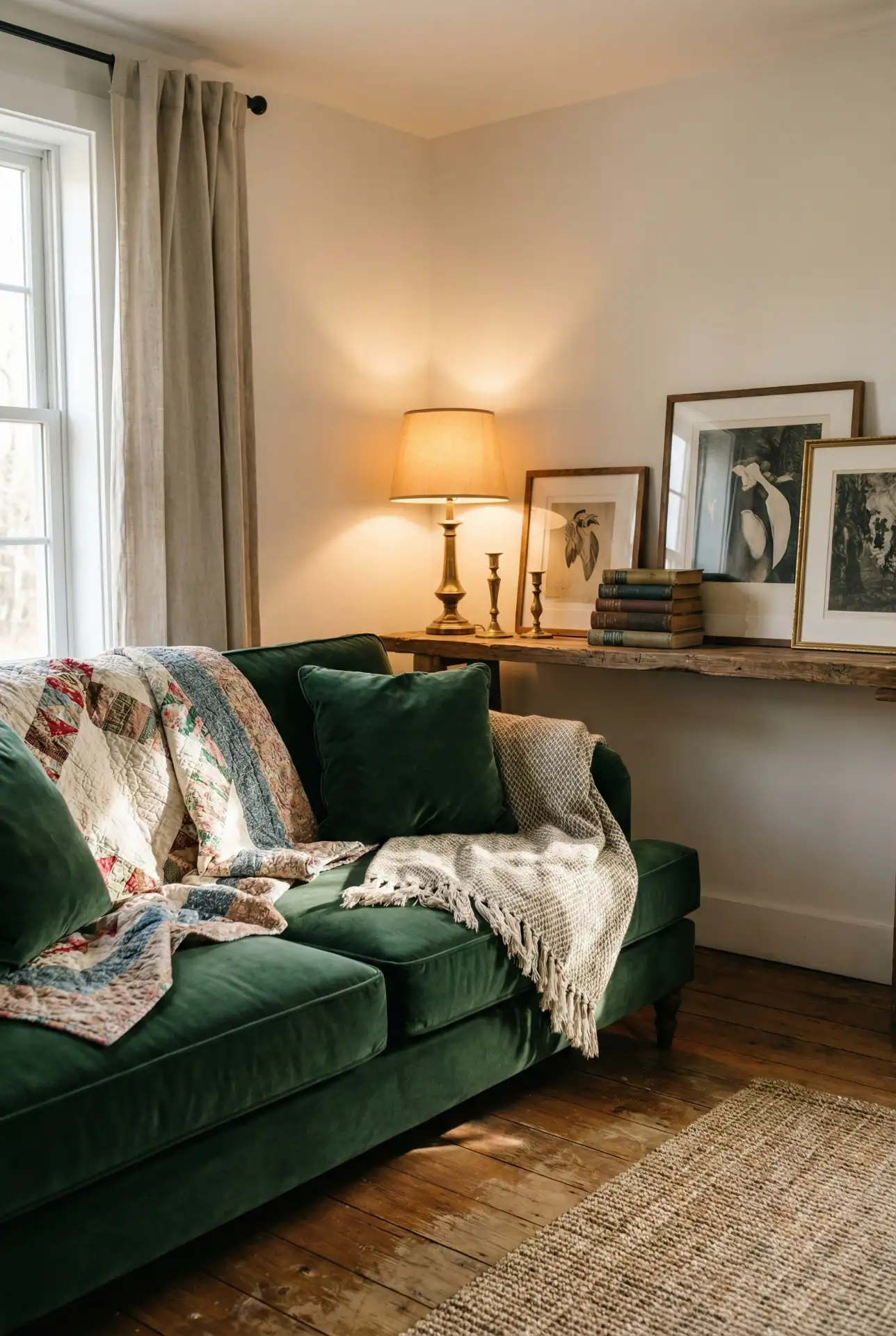 ACNH Cottage Charm With A Green Couch And Collected Decor 1