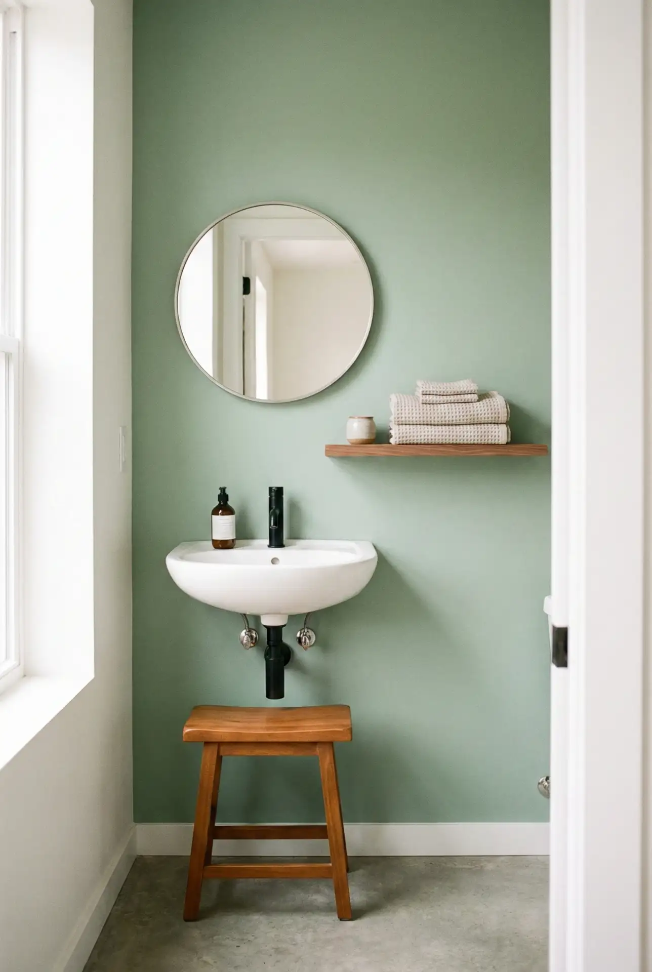 Aesthetic Green Sink Corner With Fresh Minimal Lines 1