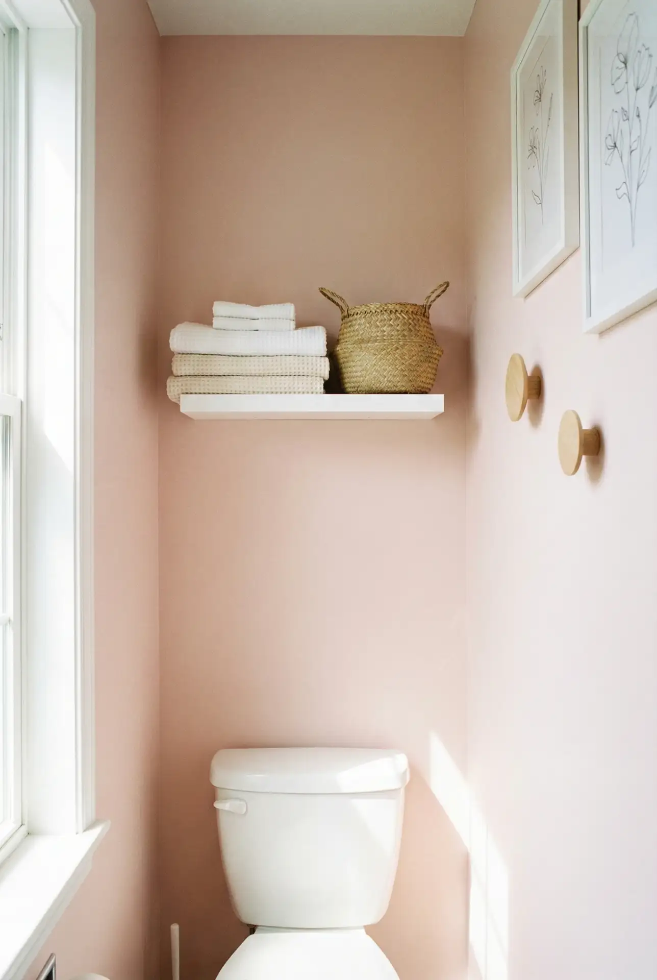 Aesthetic Pink Toilet Nook With Cute Wall Hooks 1