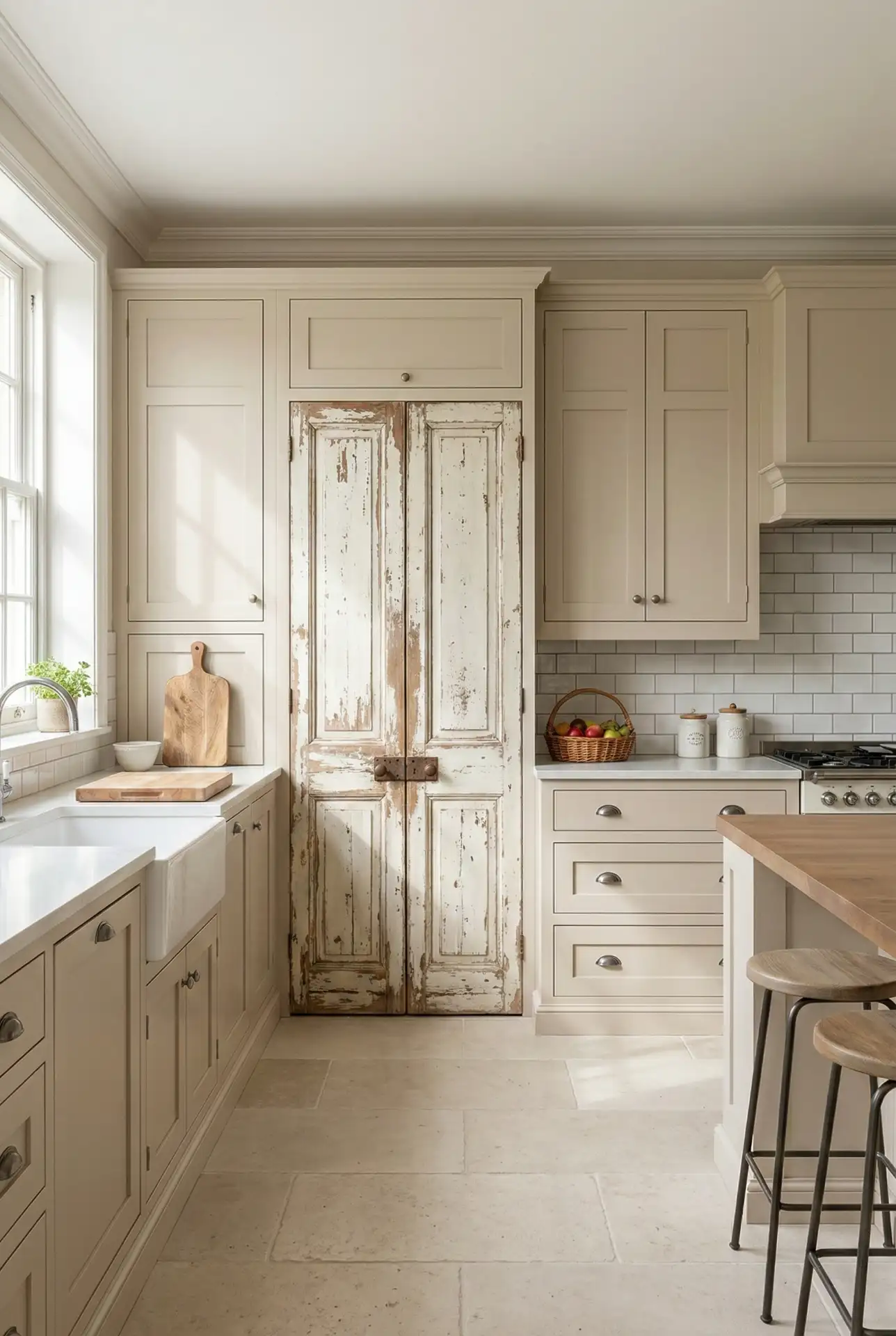 Antique Double Wooden Pantry Door 2