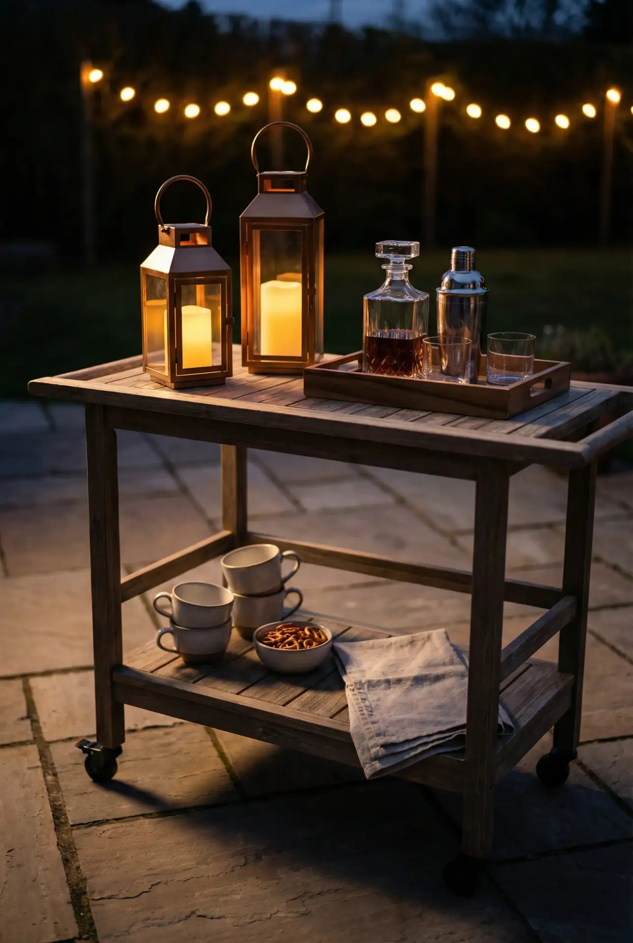 Backyard Entertaining Zone With Colorful Drink Cart 1