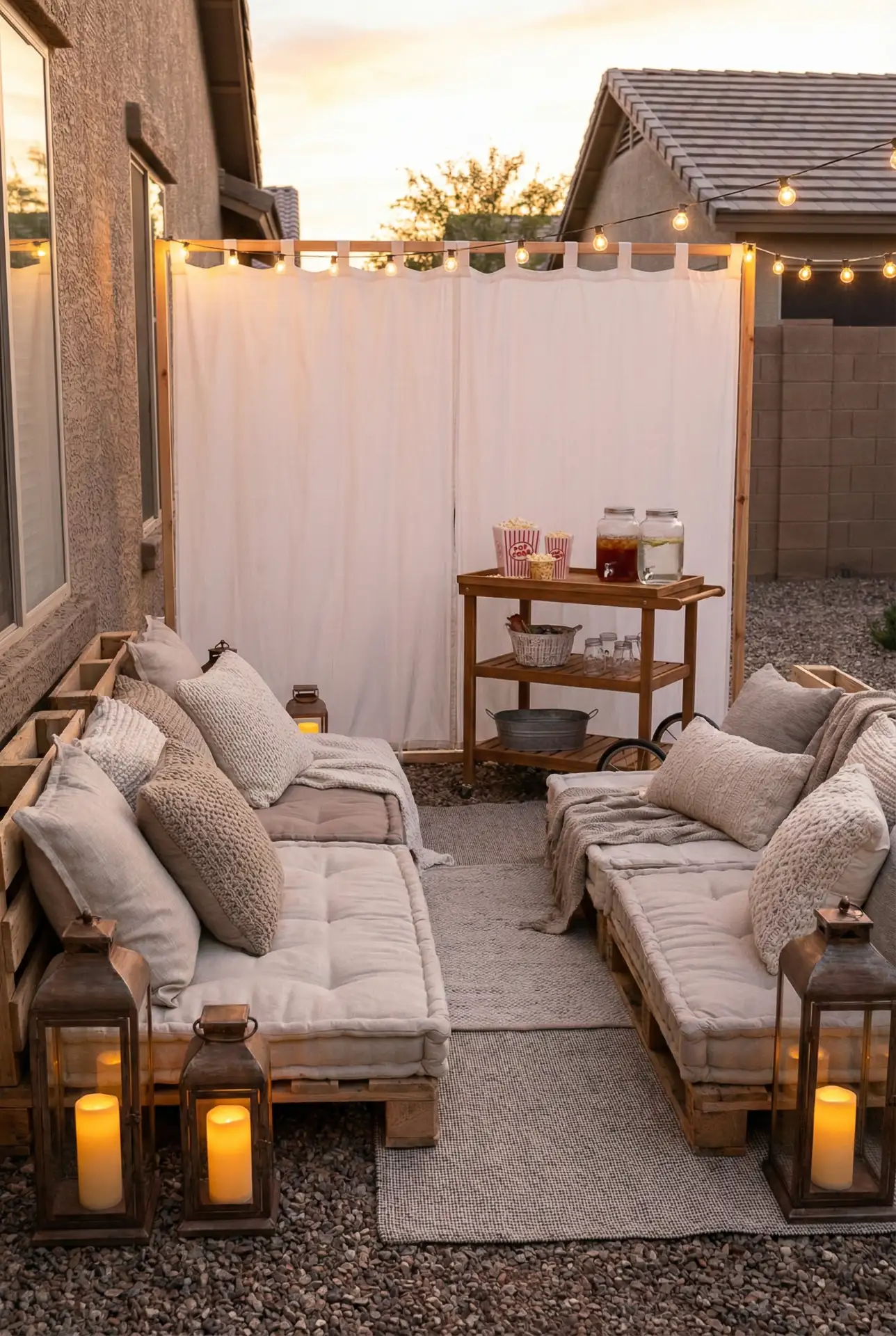 Backyard Movie Night Lounge With Modular Floor Seating 2