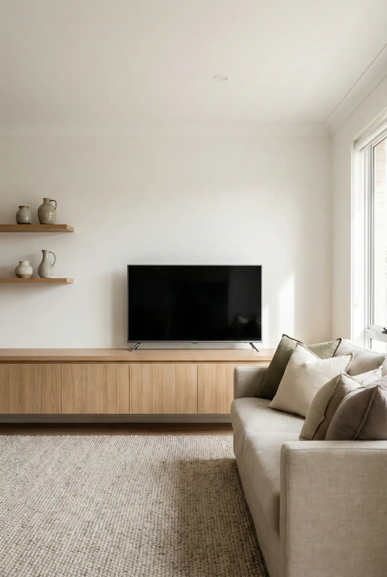 Balanced Palette With TV Wall That Still Feels Warm 1