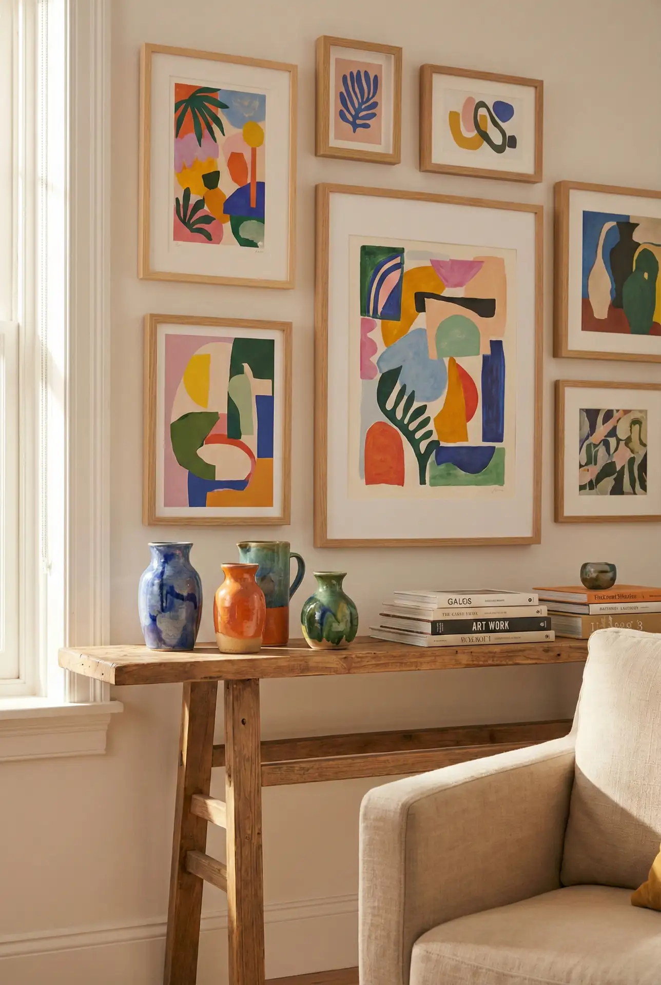 Benjamin Moore Warm Beige With Bright Art 2