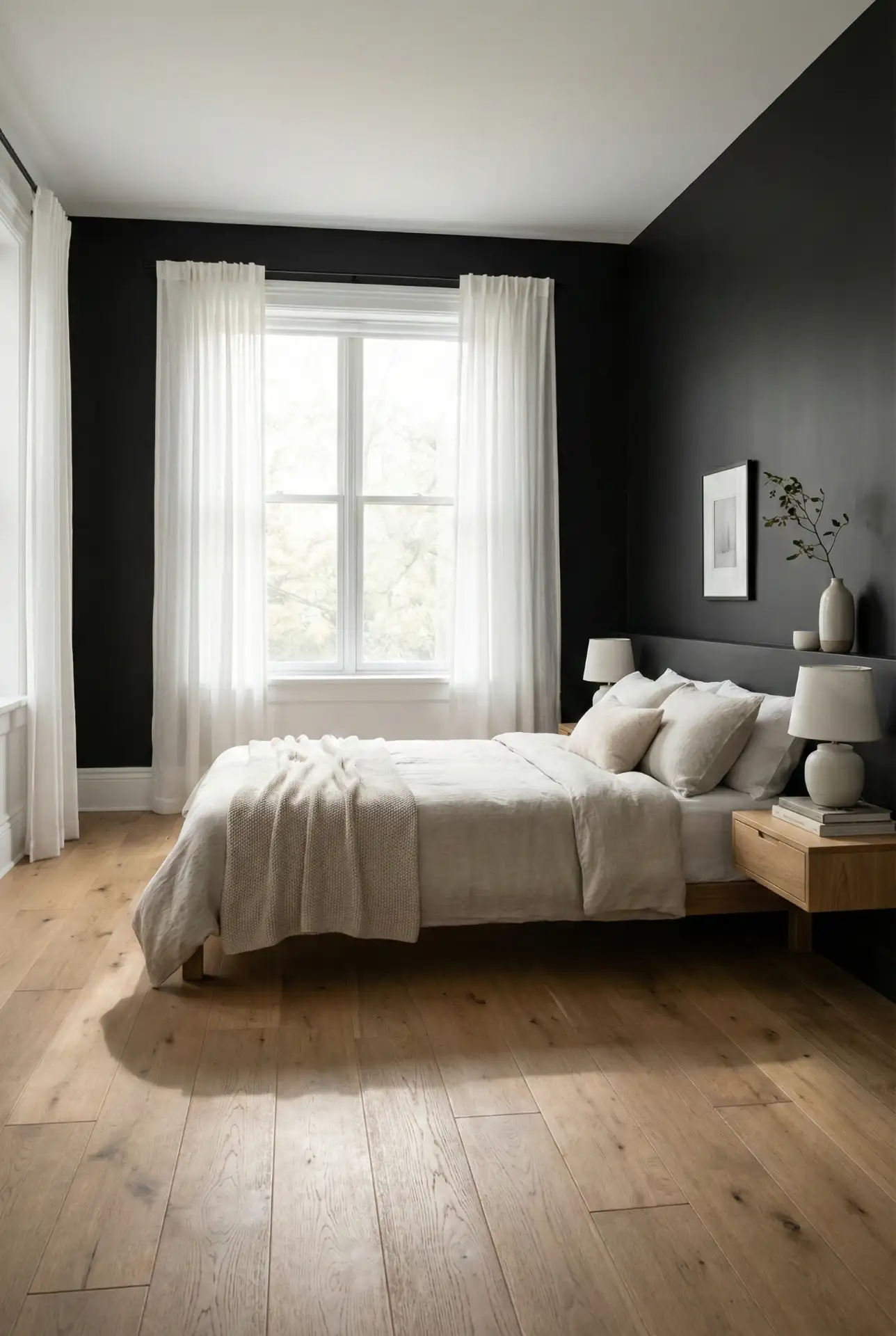 Black Accent Wall Framing A Bright Window 1