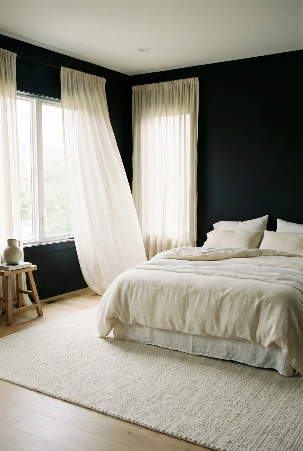 Black Accent Wall Framing A Bright Window 2