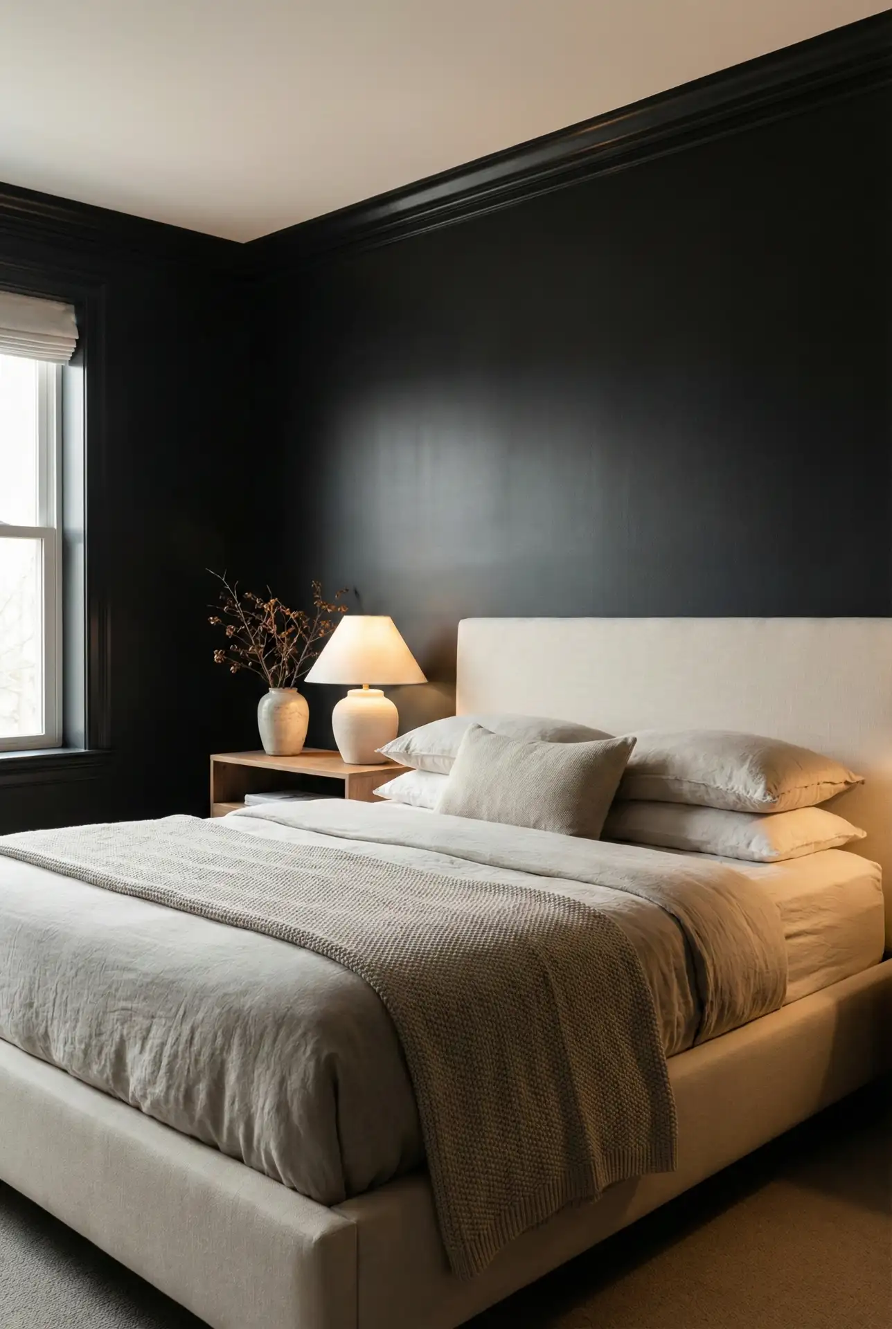 Black Accent Wall With Tricorn Trim For A Tailored Look 2