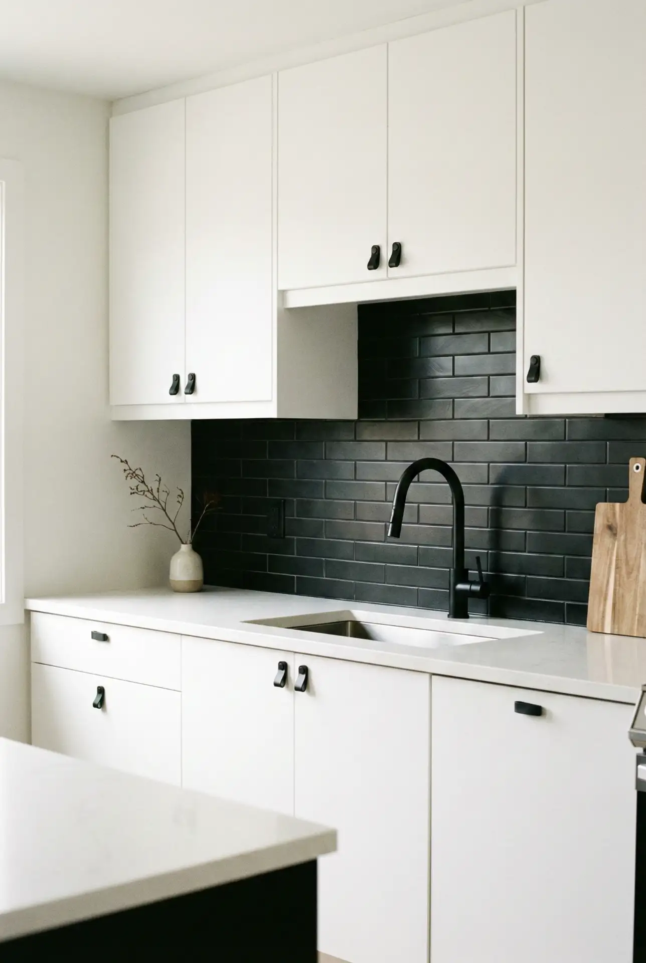 Black And White Kitchen With Red Accents For Bold Color Pop 2