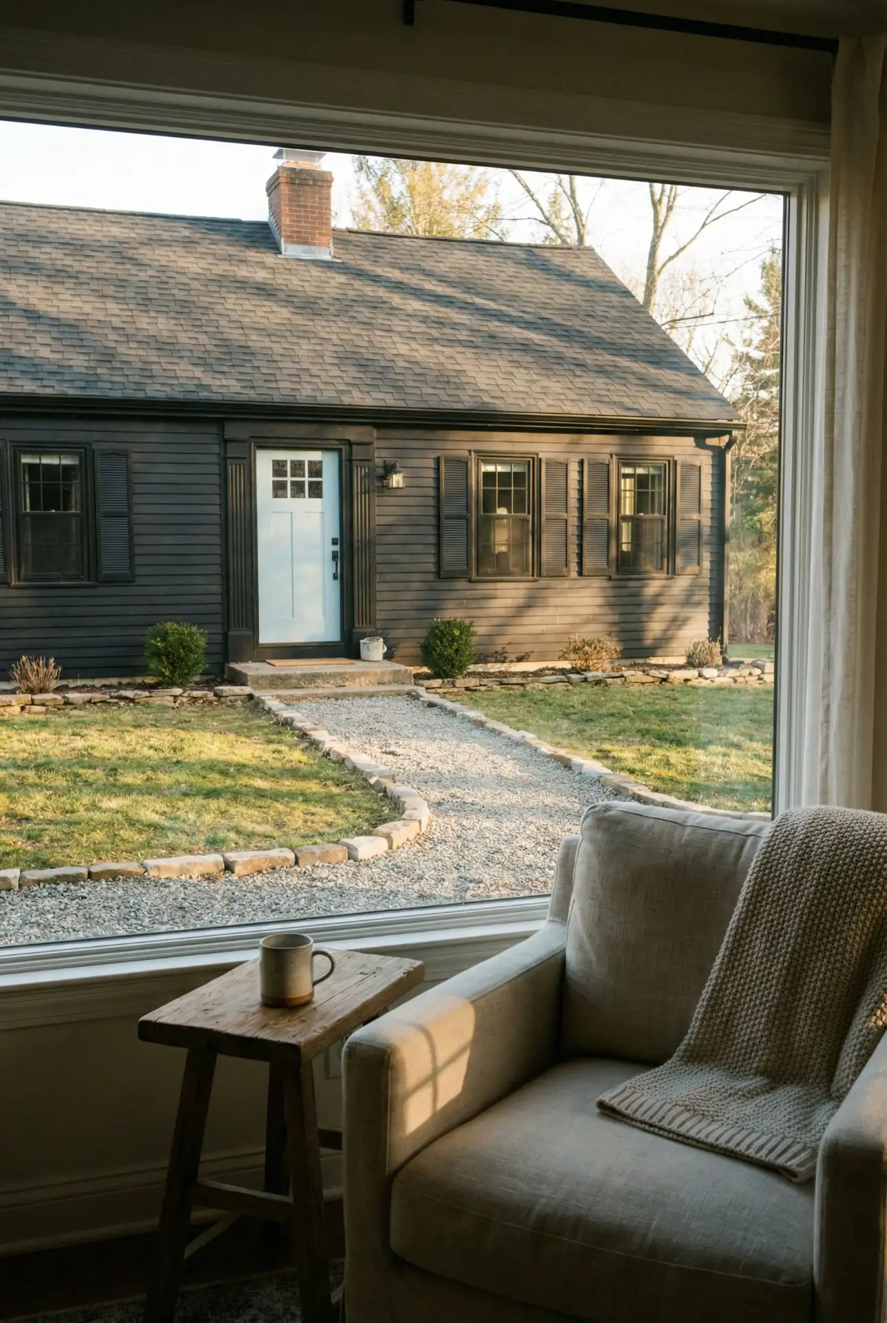 Black Exterior With Light Blue Door Accent 2