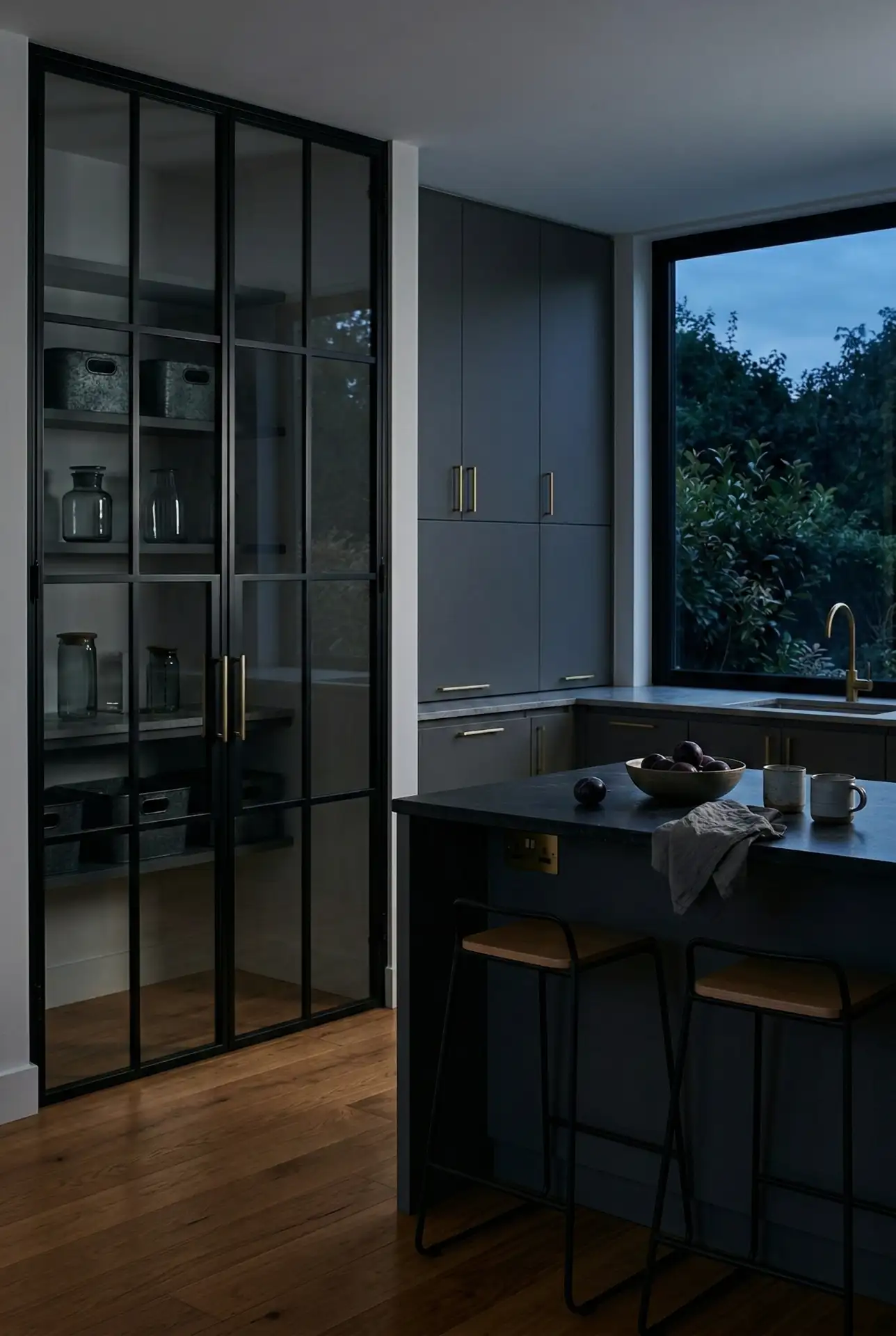 Black Framed Glass Pantry Door 2