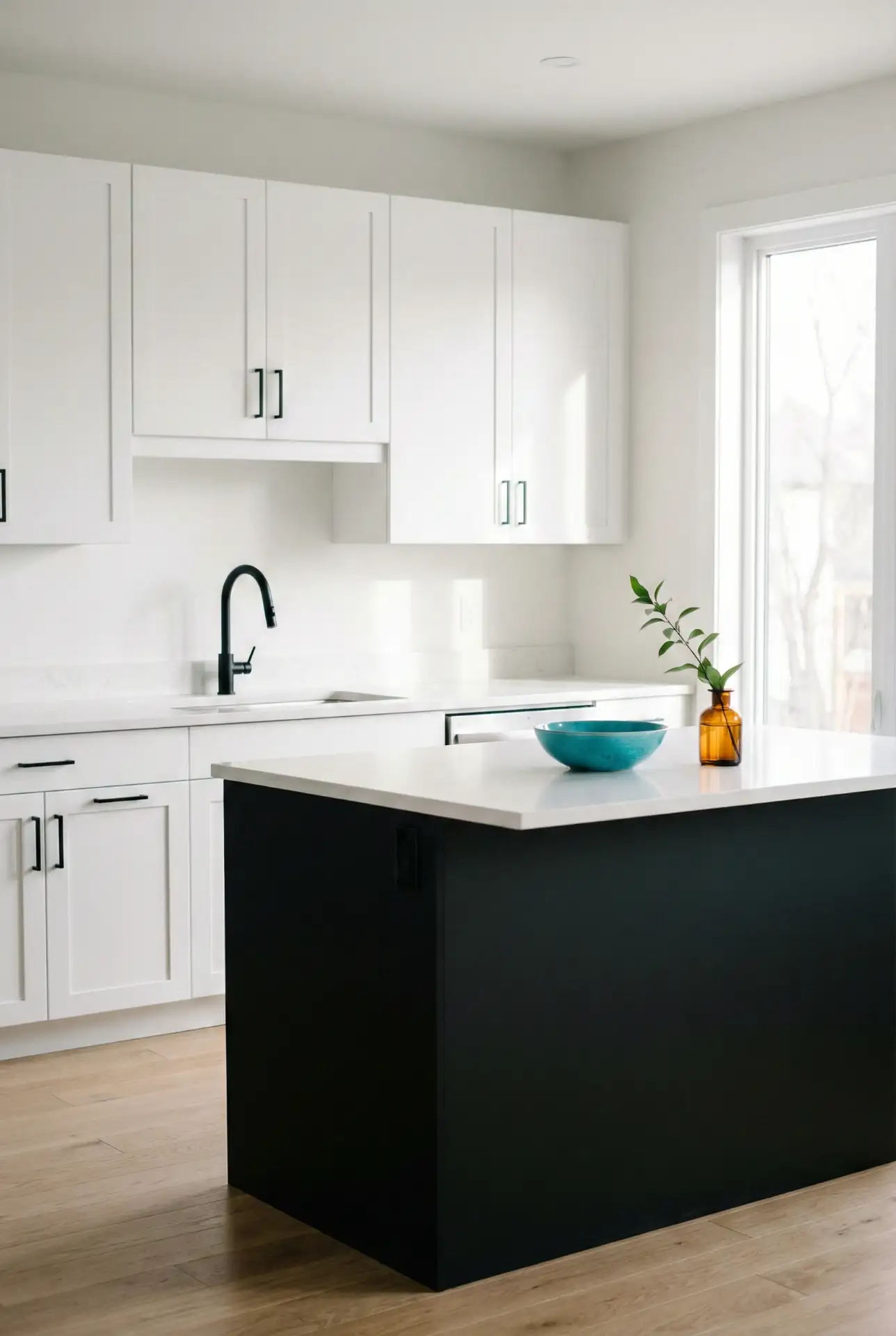 Black Lower Cabinets With White Upper Cabinets And Easy Upkeep Floor 1