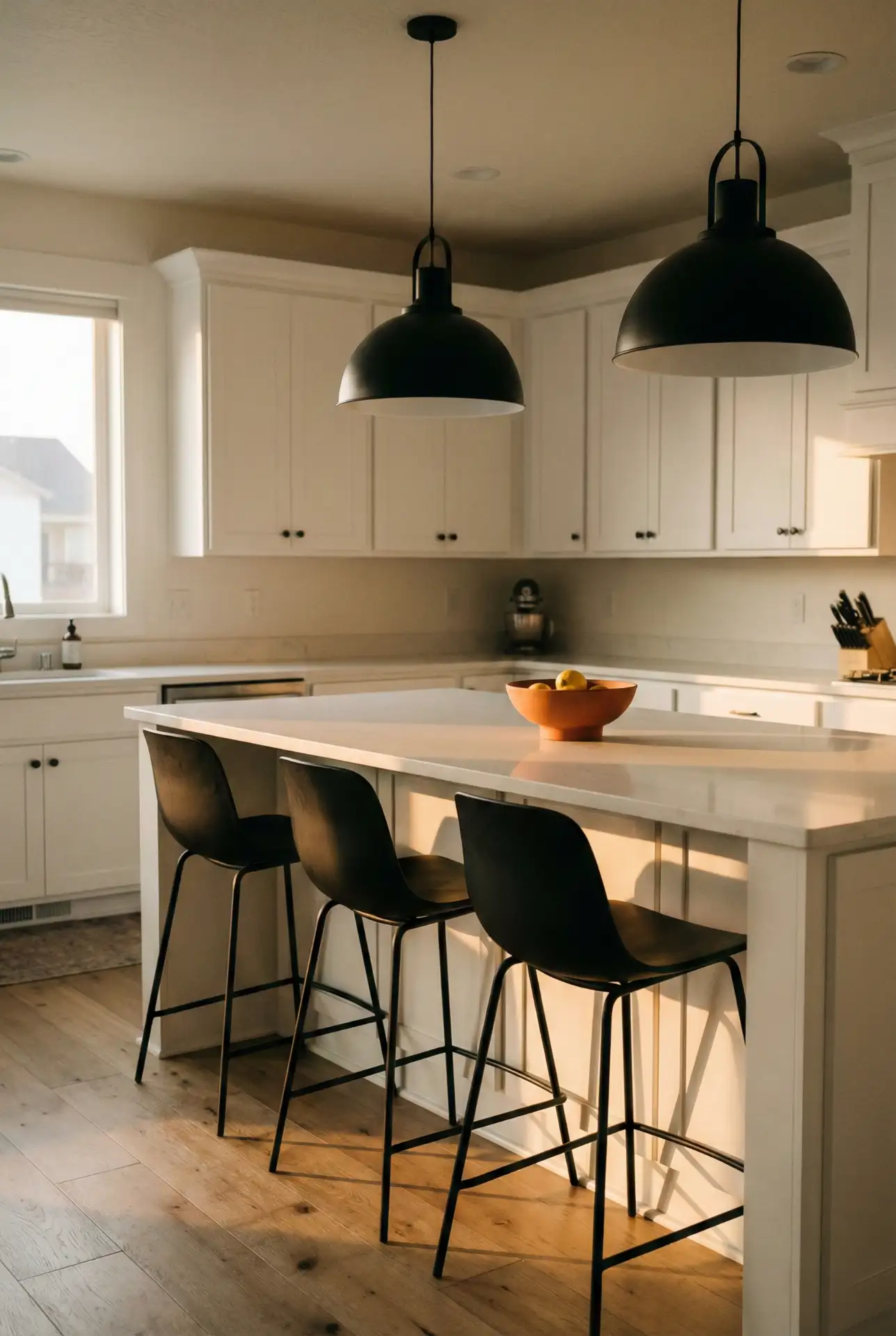 Black Lower Cabinets With White Upper Cabinets And Easy Upkeep Floor 2
