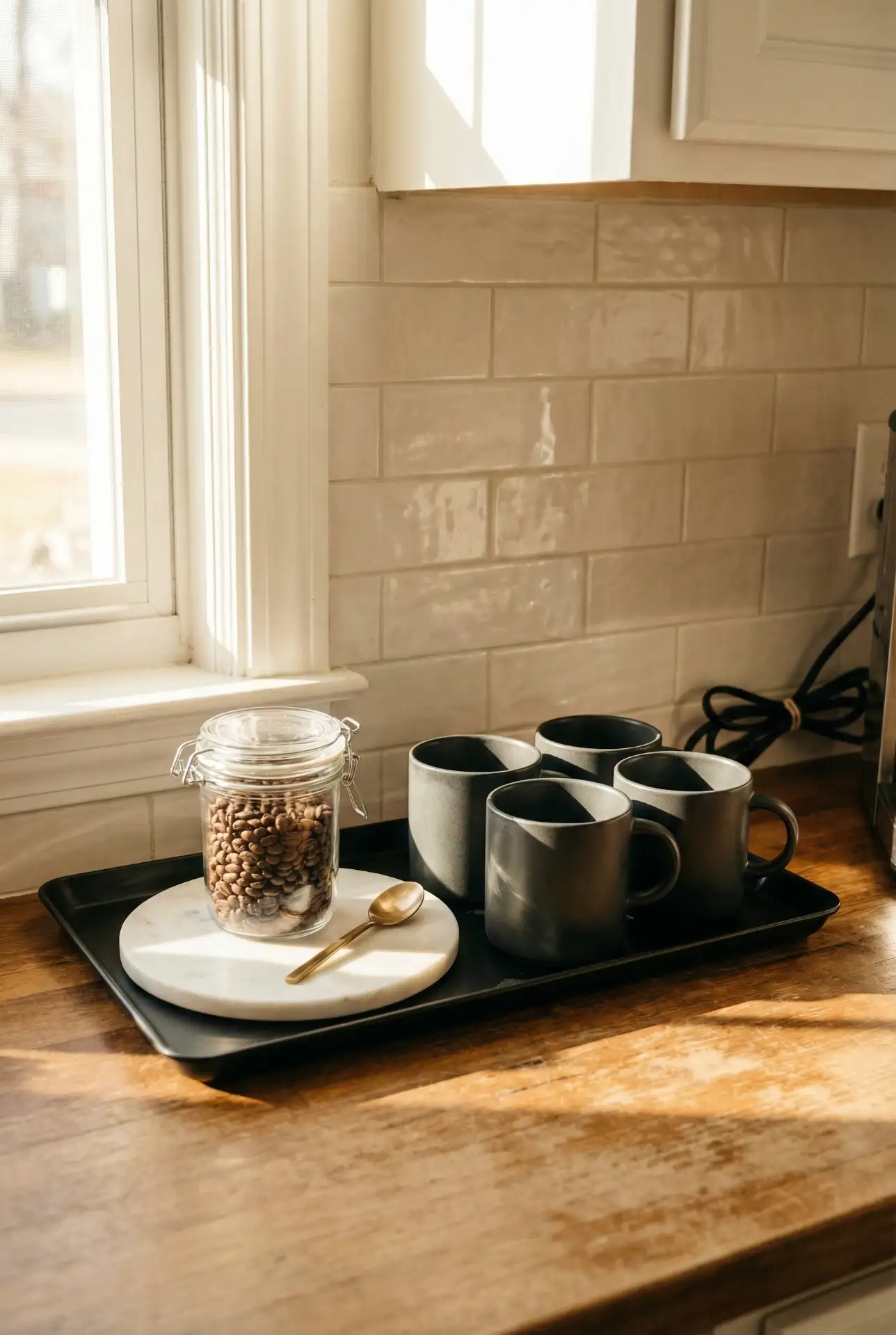 Black Marble Coffee Bar On The Counter 1