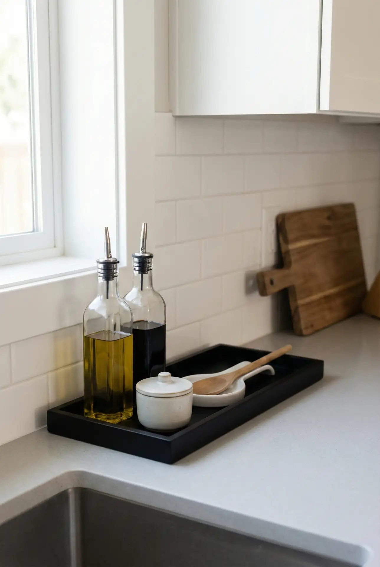 Black Tray For Modern Corner Oils And Salt 1