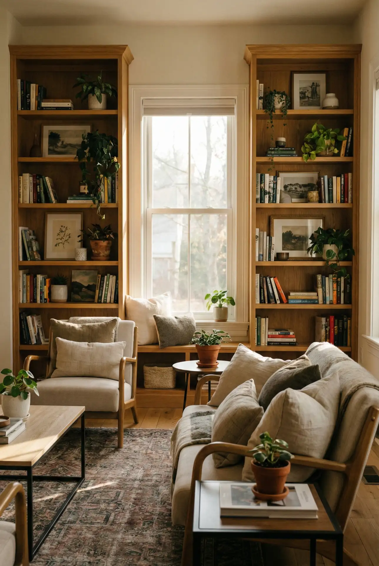 Bloxburg-Inspired Library Lounge With Symmetrical Shelves 2