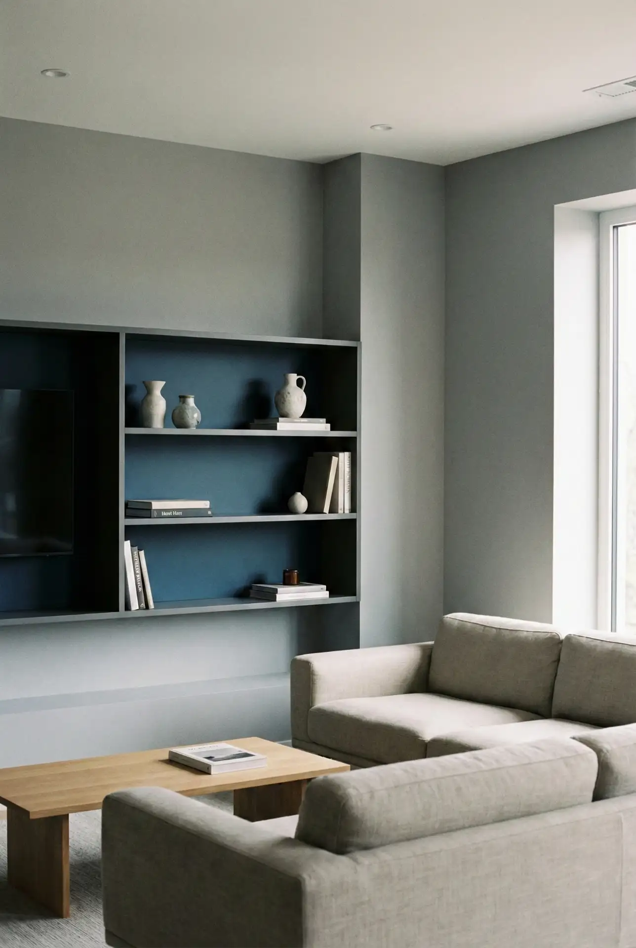 Blue And Grey Built-In Look With Clean Lines 2