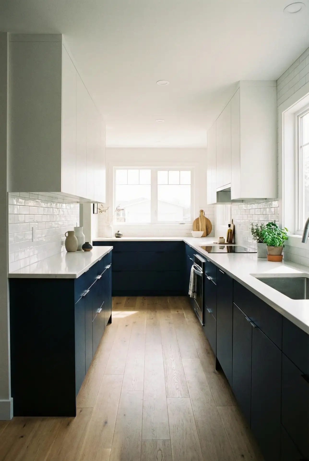 Blue And White Color Block For A Long Corridor 1