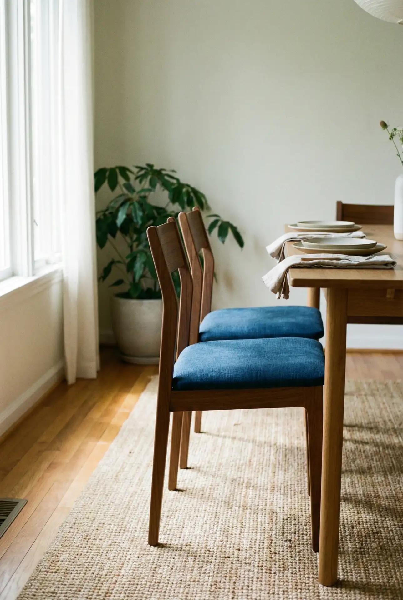 Blue and White Japandi Chairs That Keep A Small Dining Space Feeling Airy 1