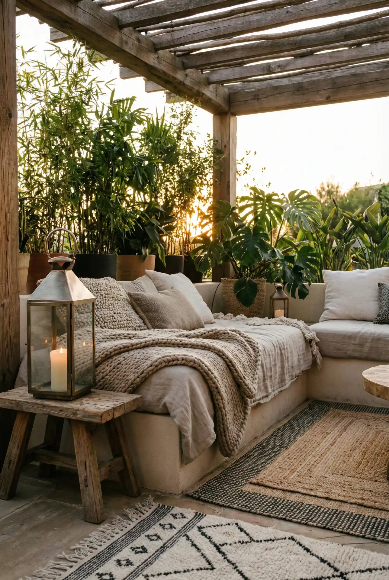 Bohemian Pergola Daybed With Tropical Textures 1