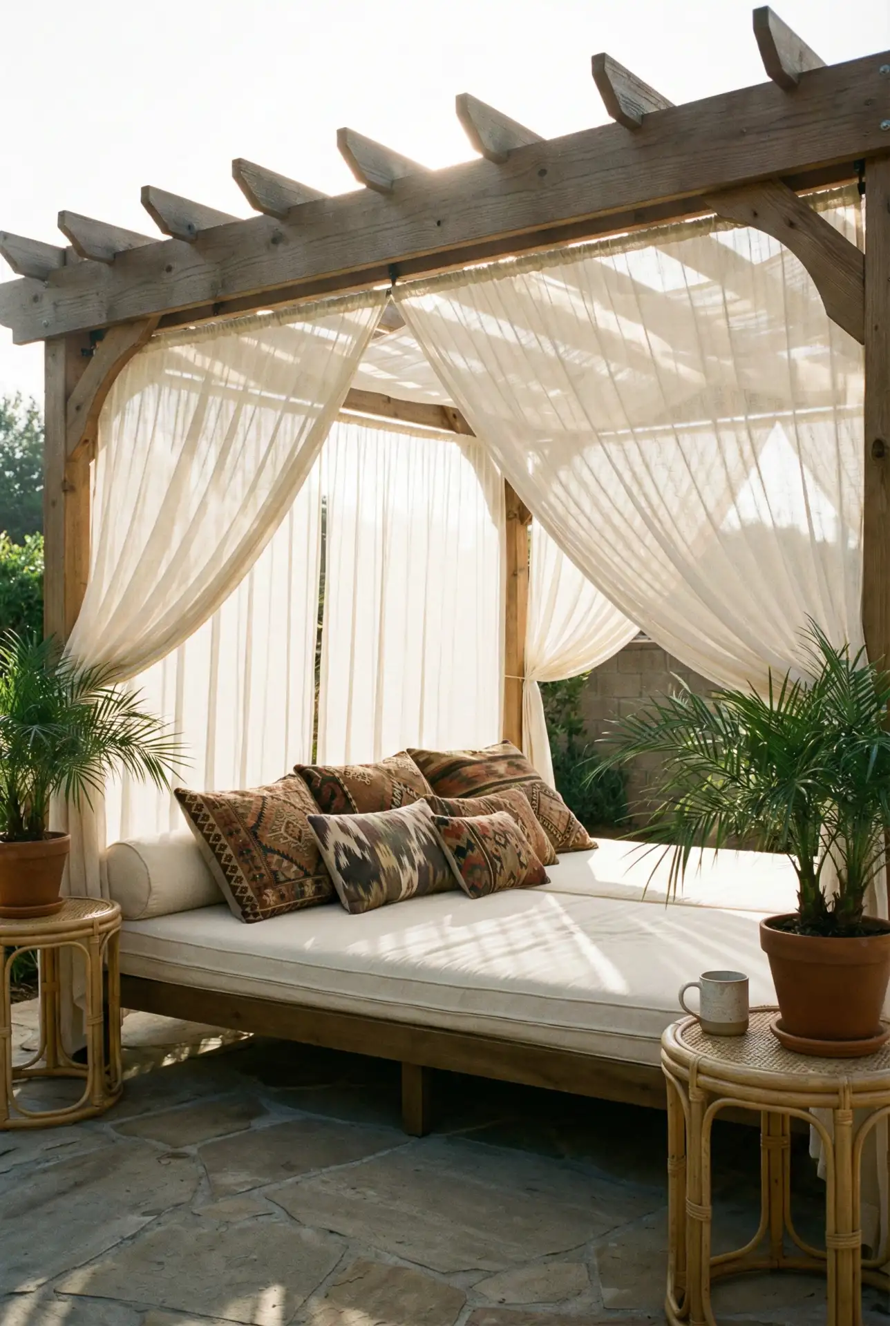 Bohemian Pergola Daybed With Tropical Textures 2