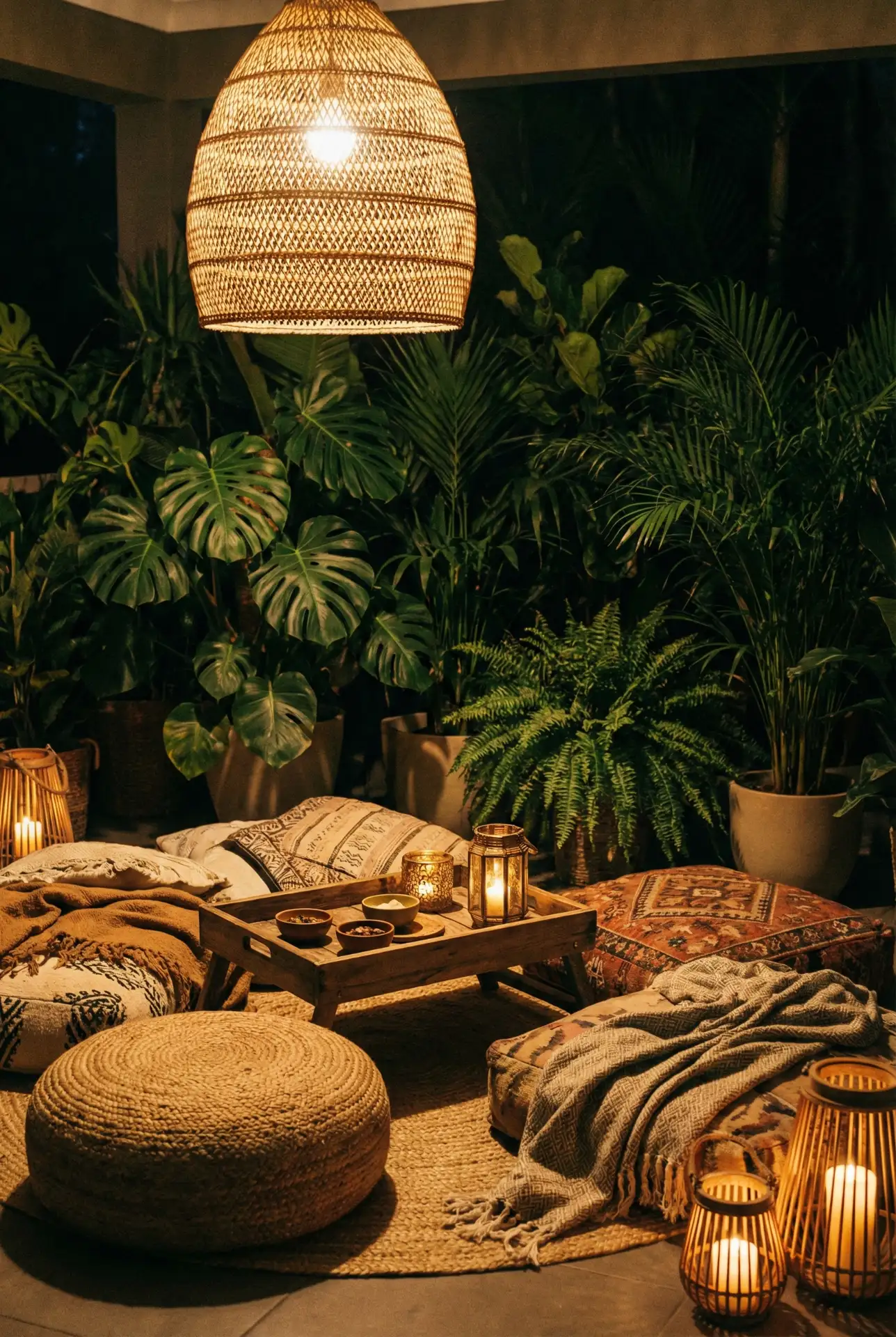 Bohemian Tropical Corner With Layered Plants 2