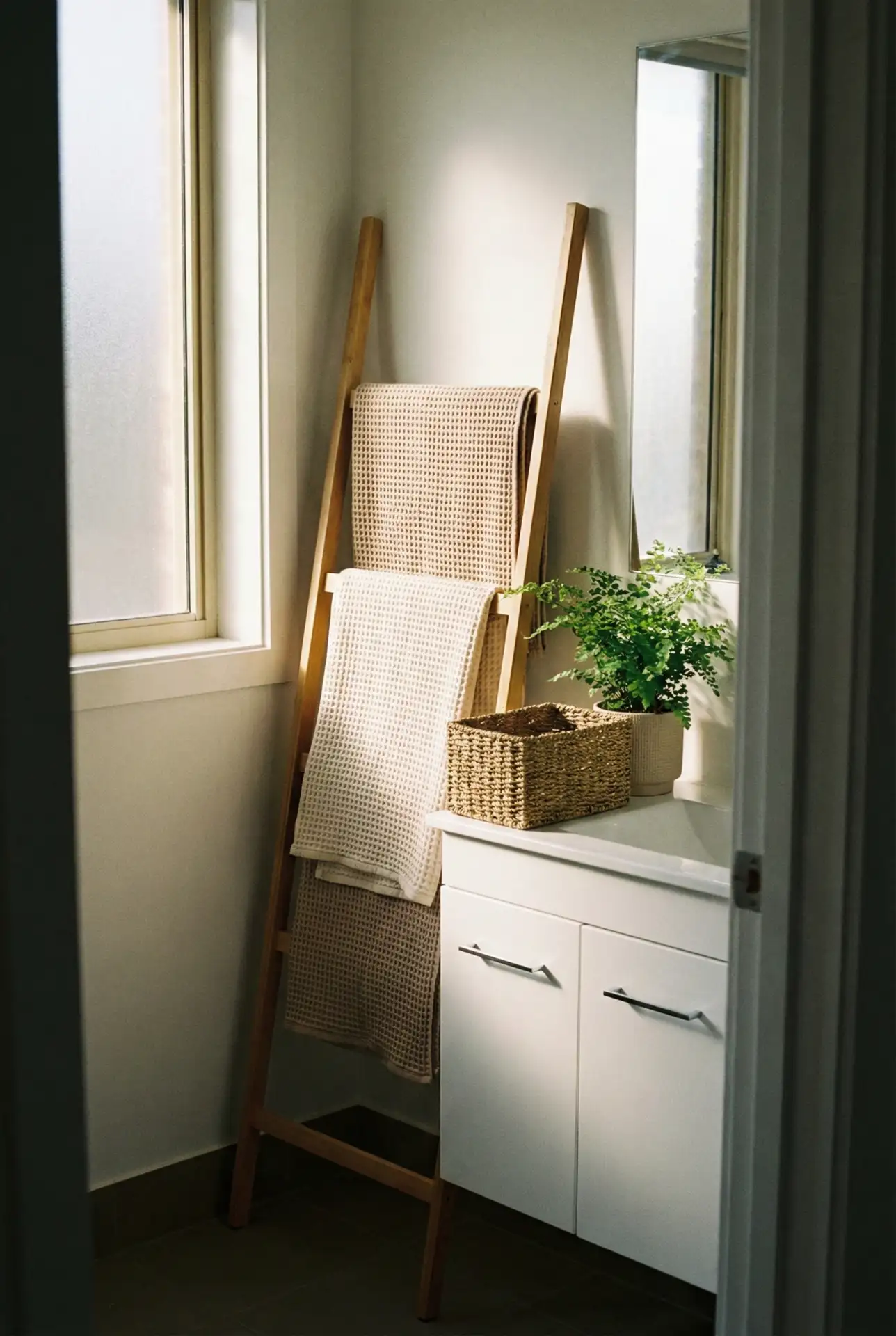 Budget Bathroom Towel Ladder With Vertical Storage 2