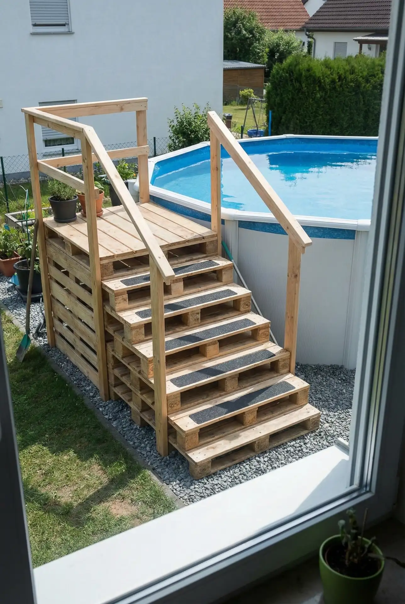 Budget DIY Pallet Steps with Safer Landing 2