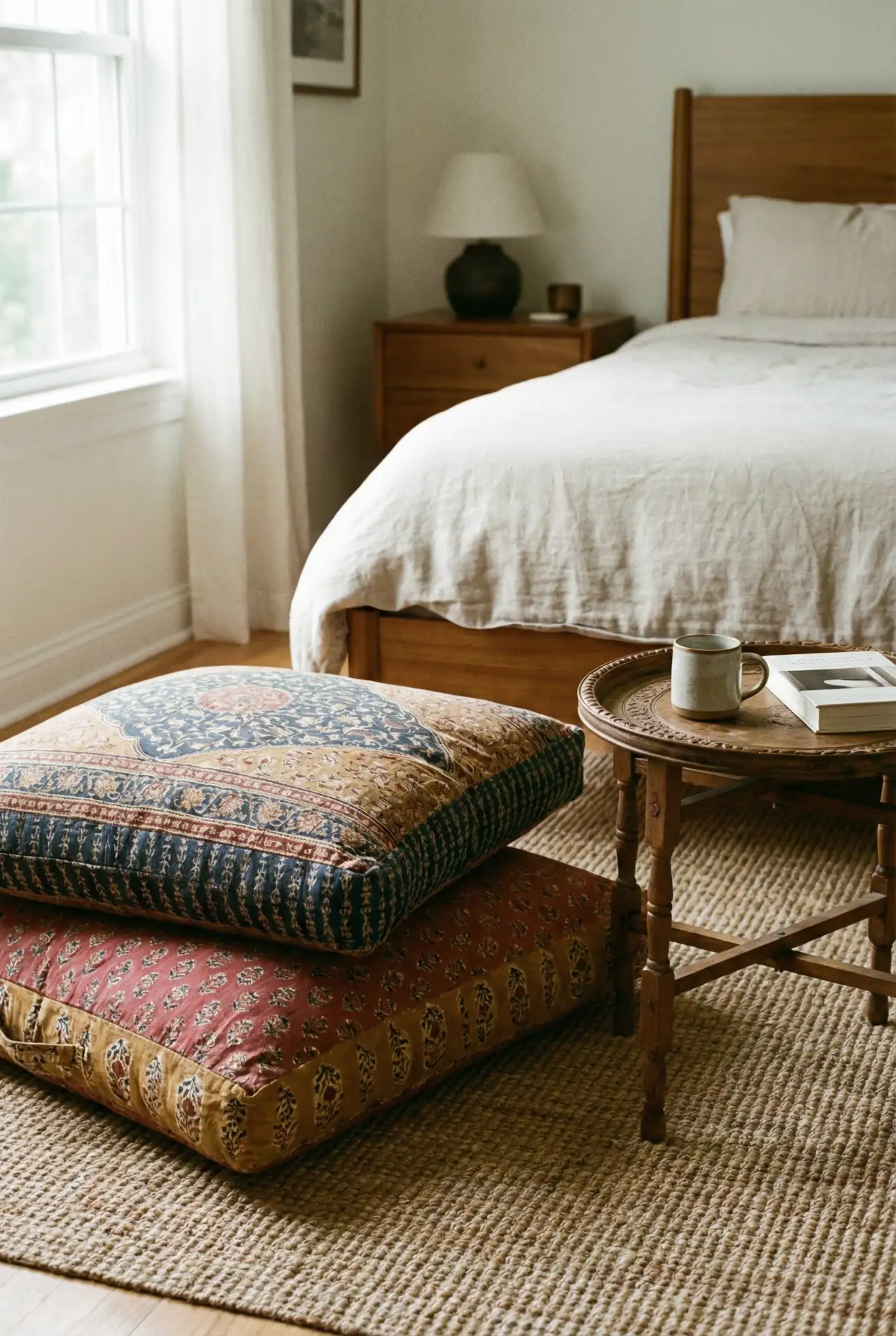 Budget Indian-Inspired Corner With Floor Cushion Layering 1