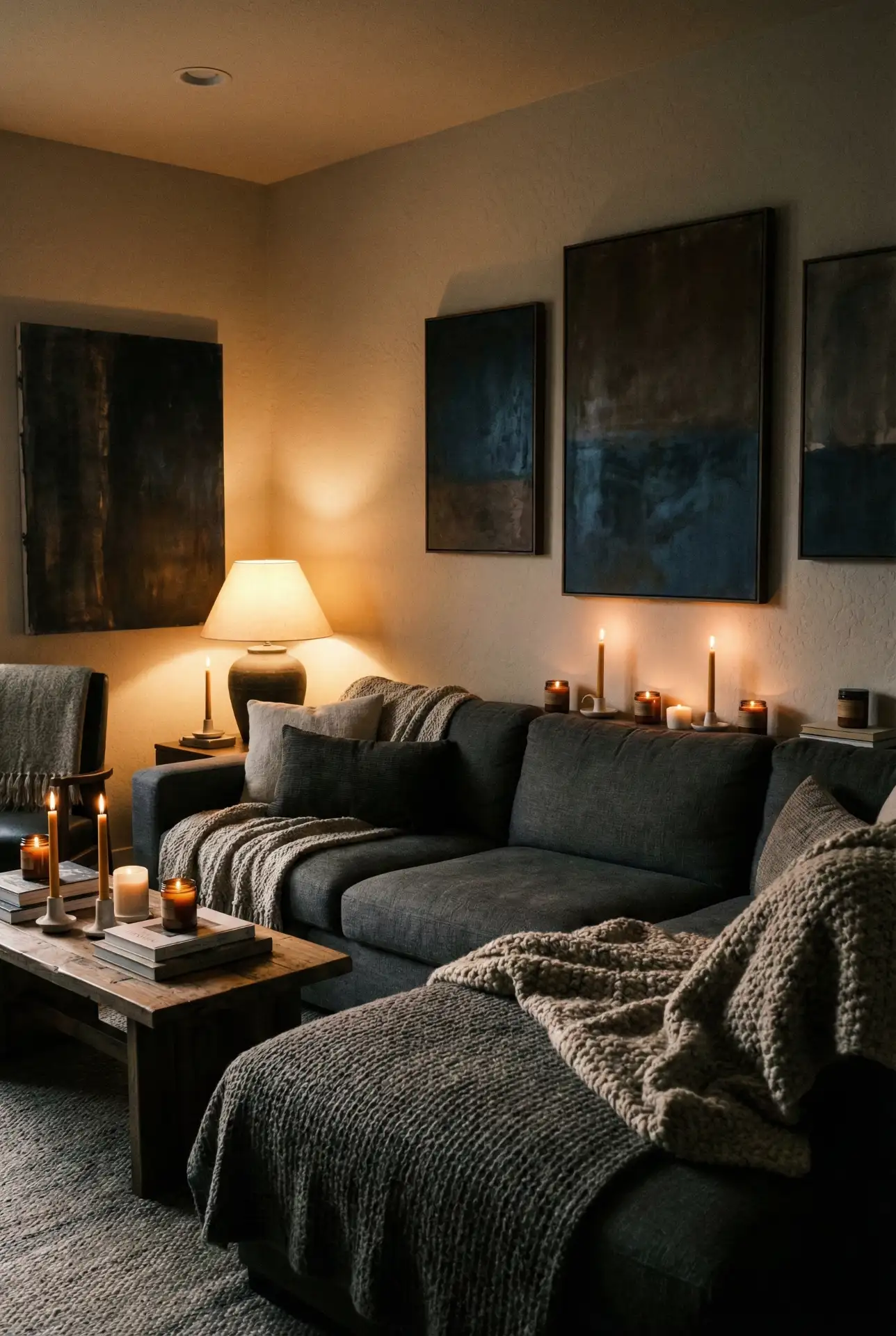 Charcoal Sectional With Dramatic Contrast And Texture 1