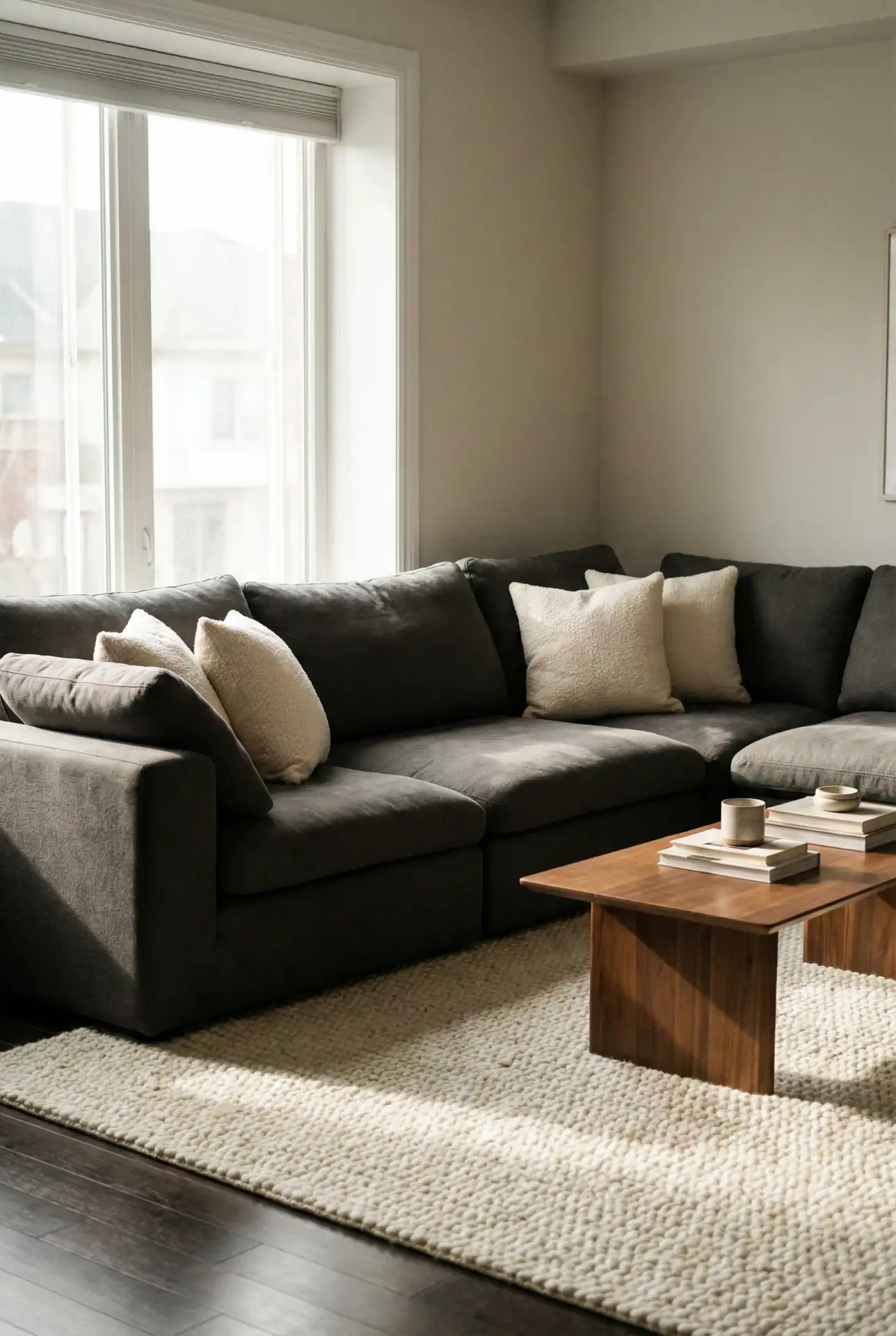 Charcoal Sectional With Dramatic Contrast And Texture 2