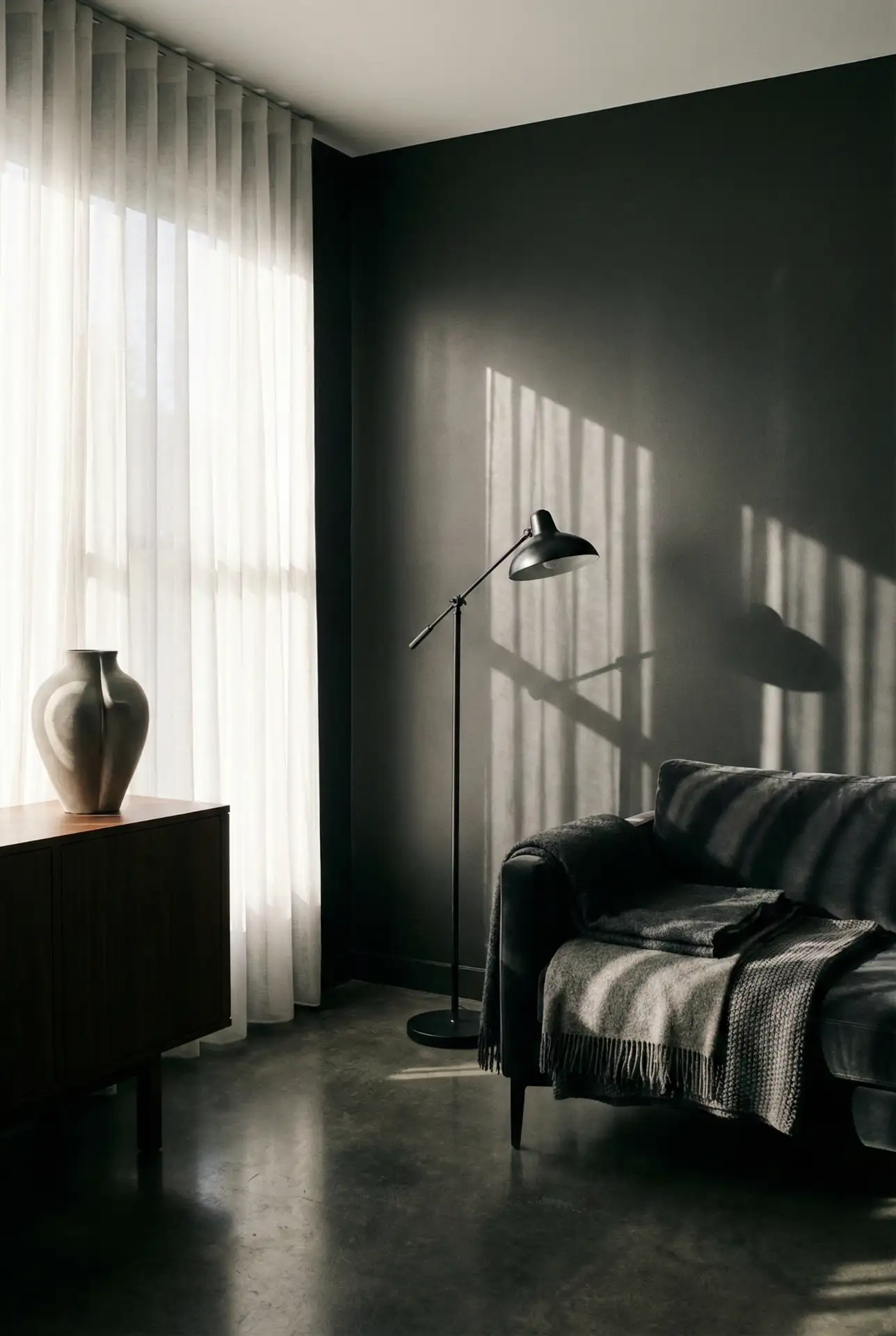 Charcoal Walls With Crisp Black-And-White Contrast 2