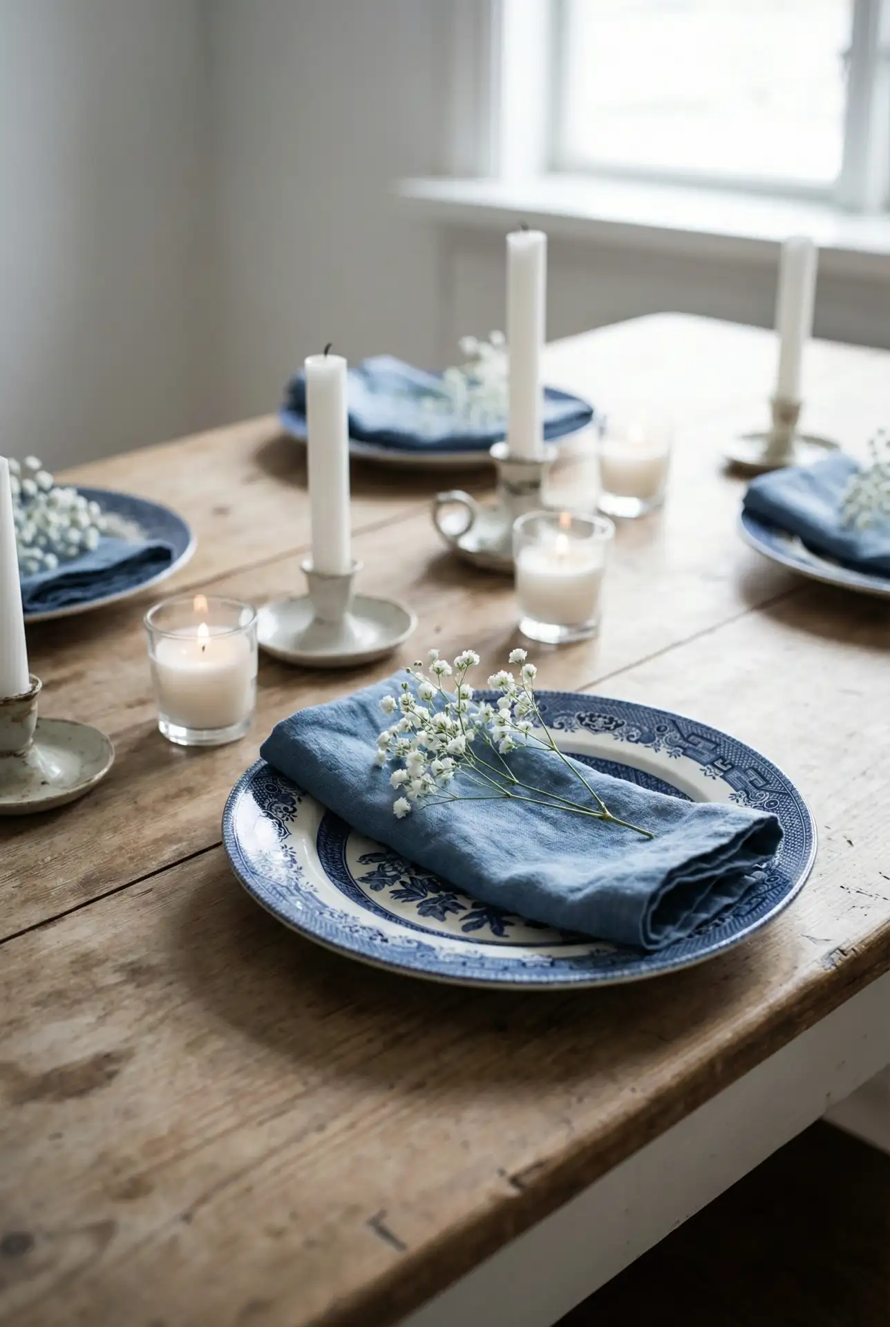 Cheap Chic Blue And White Reception Tables 2